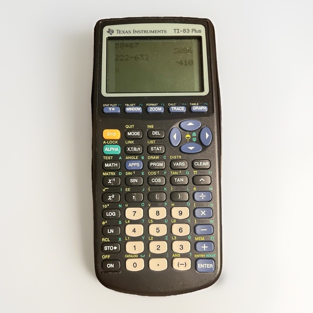 Texas Instruments TI-83 Plus Black Calculator w/ Front Cover (TESTED & WORKING!)